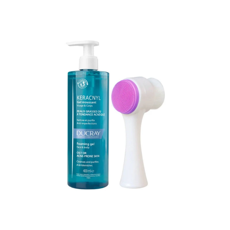 Ducray Keracnyl Foaming Gel 400 ml + Cilt Temizleme Fırçası -1