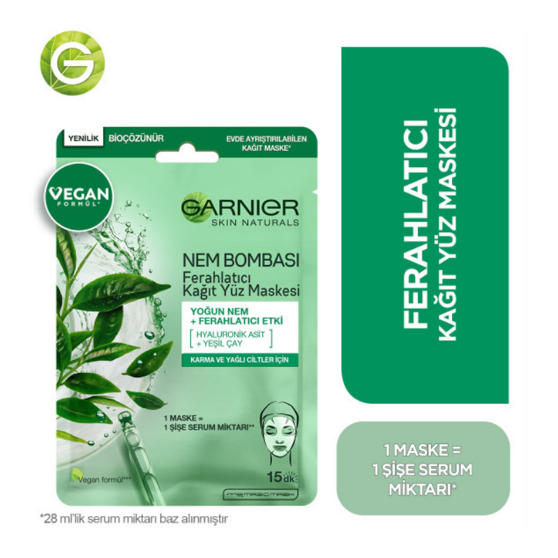 Garnier Ferahlatıcı Nem Bombası Kağıt Yüz Maskesi 28 Gr -1
