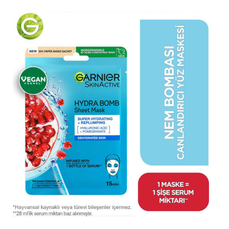 Garnier Nem Bombası Kağıt Maske Canlandırıcı 28 gr -1