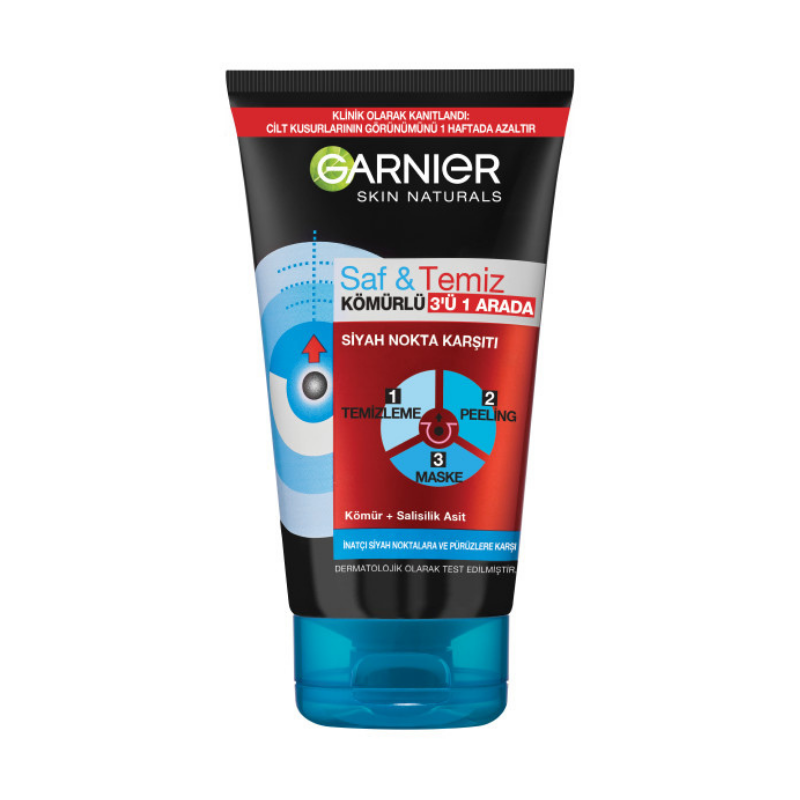 Garnier Saf & Temiz Siyah Nokta Karşıtı Kömürlü 3'ü 1 Arada 150 ml - 1