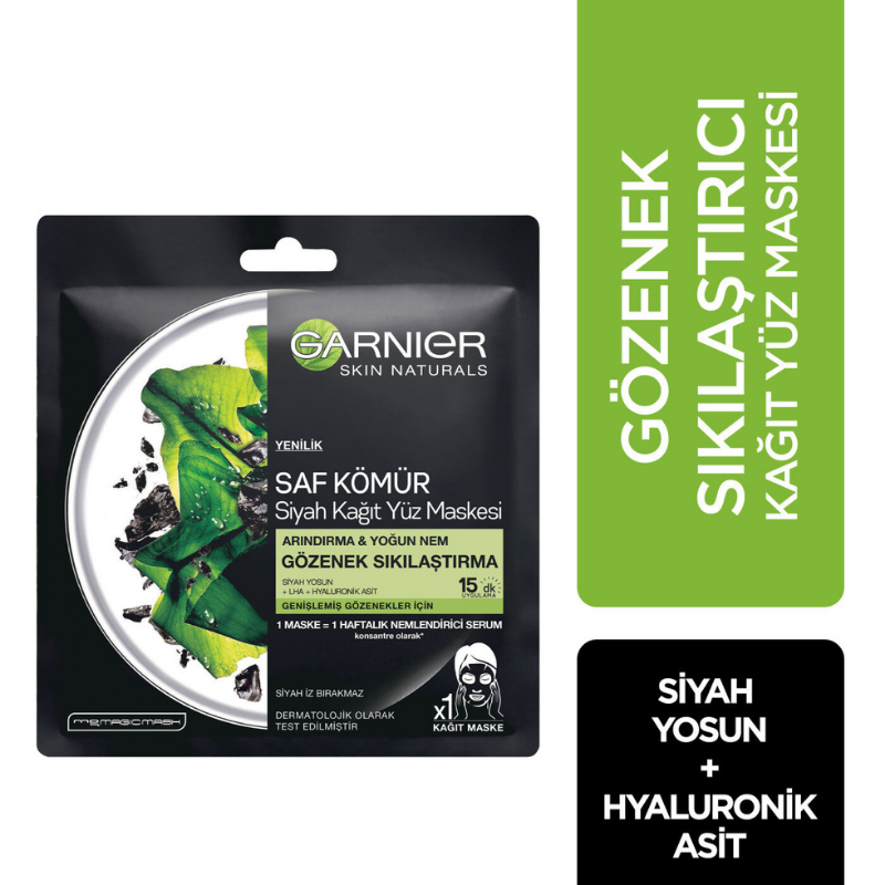 Garnier Skin Naturals Saf Kömür Siyah Yosun Kağıt Yüz Maskesi -1