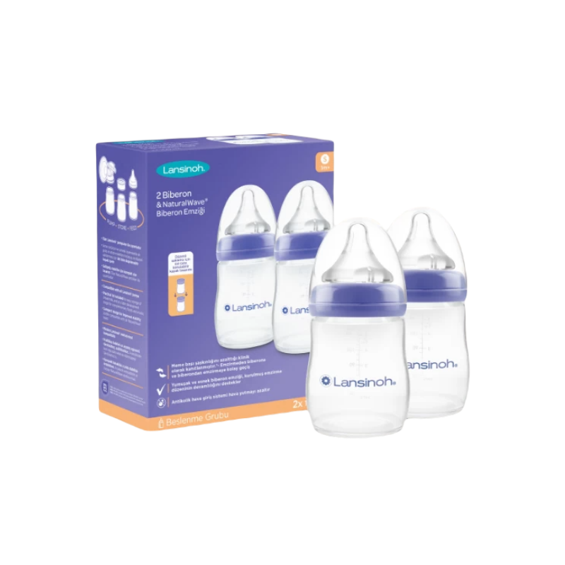 Lansinoh Natural Wave Biberon Seti 2'li 160 ml -1
