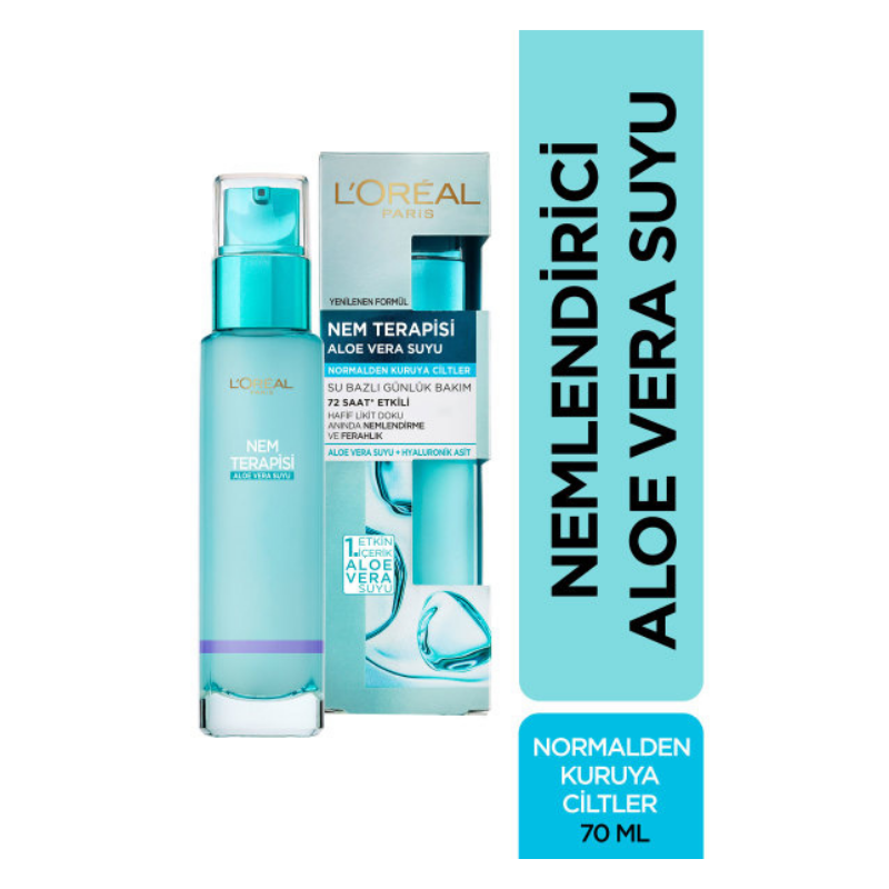 Loreal Nem Terapisi Aloe Vera Suyu Su Bazlı Günlük Bakım 70 ml - Normalden Kuruya Ciltler -1
