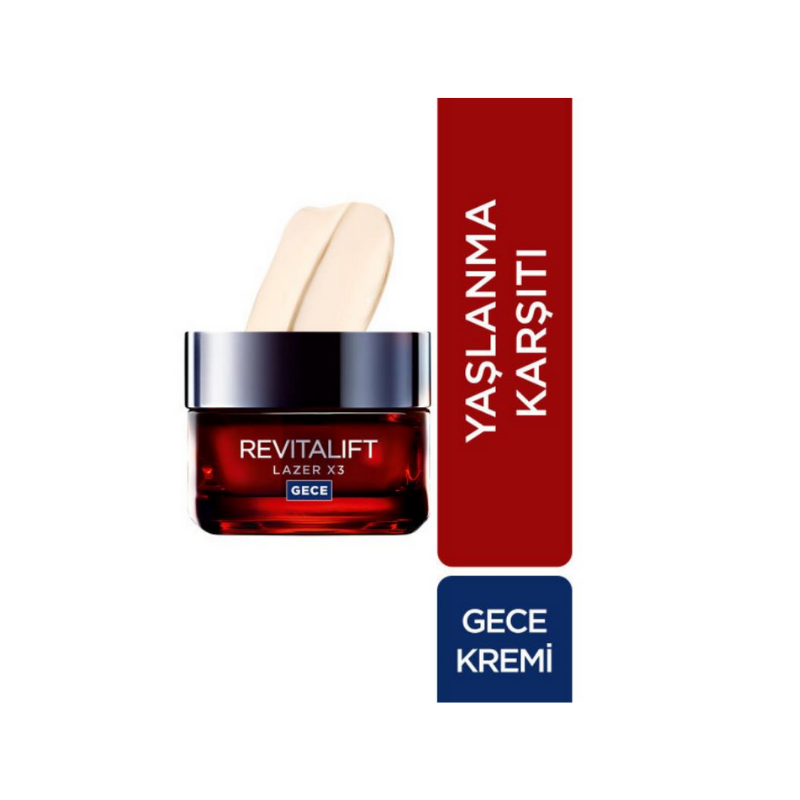 Loreal Paris Revitalift Lazer X3 Yoğun Yaşlanma Karşıtı Gece Bakım Kremi 50 ml -1