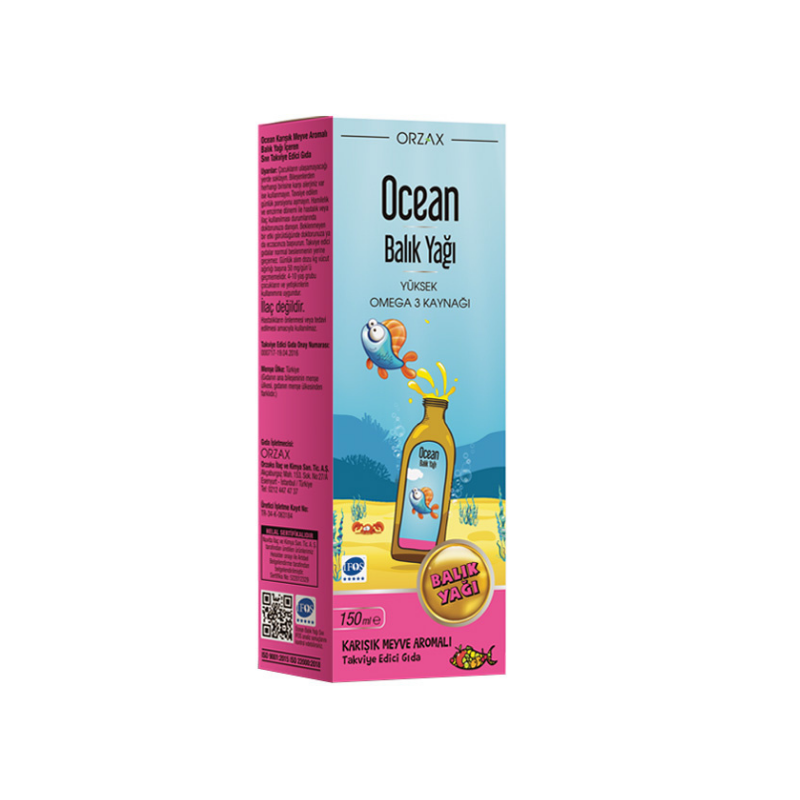 Orzax Ocean Omega3 Şurup 150 ml Karışık Meyve Aromalı -1