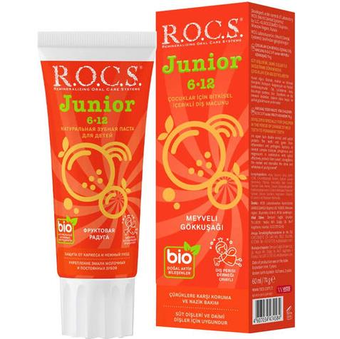 Rocs Junior Diş Macunu 6-12 Yaş Meyveli Gökkuşağı 60 ml -1