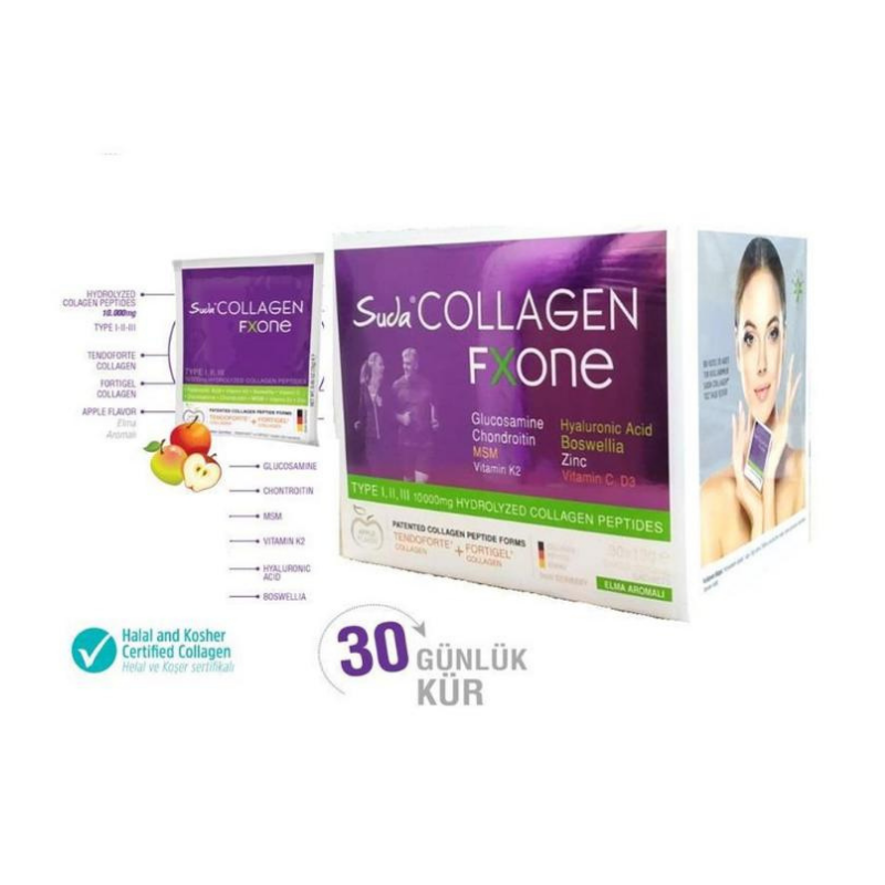 Suda Collagen Fxone Takviye Edici Gıda Elma Aromalı 30x13 gr Toz Saşe -1