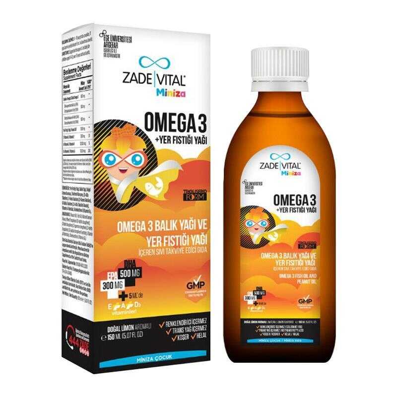Zade Vital Miniza Omega 3 - Yer Fıstığı Yağı İçeren Sıvı Takviye Edici Gıda 150 ml -1