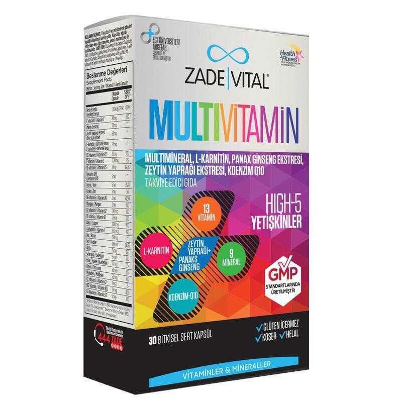 Zade Vital Multivitamin Takviye Edici Gıda 30 Bitkisel Kapsül -1