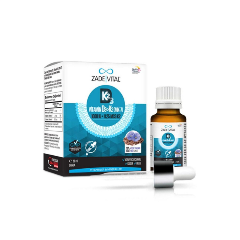 Zade Vital Vitamin D3K2 1000 IU Damla 20 ml -1