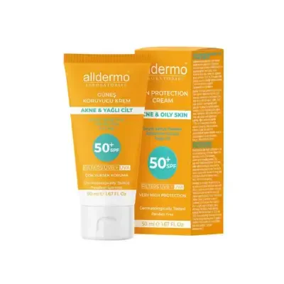 Alldermo Akne ve Yağlı Cilt İçin SPF50+ Güneş Kremi 50 ml - 1