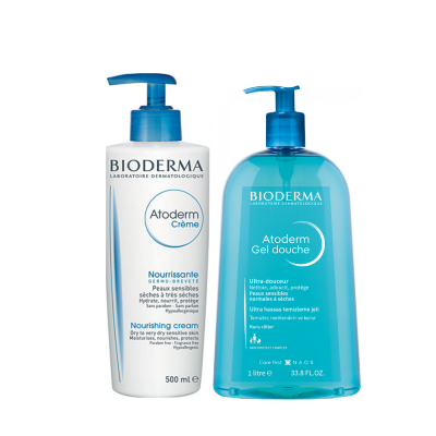 Bioderma Atoderm Shower Gel + Atoderm Cream 500 ml Set - 1