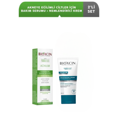 Bioxcin Acnium Akneye Eğilimli Ciltler için Bakım Serumu+Nemlendirici Krem - 1