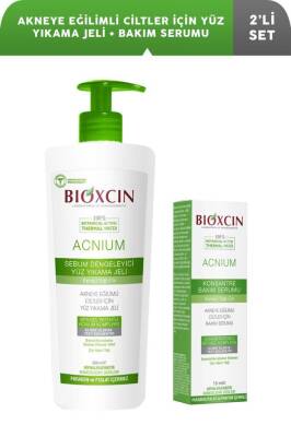 Bioxcin Acnium Akneye Eğilimli Ciltler için Yüz Yıkama Jeli+Bakım Serumu - 1