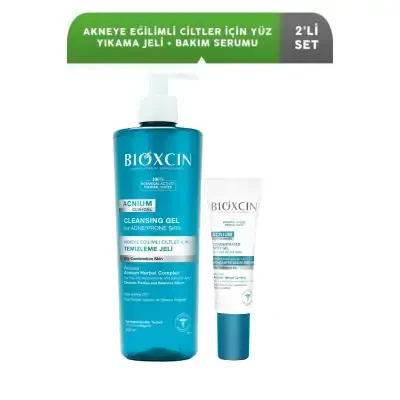 Bioxcin Acnium Akneye Eğilimli Ciltler için Yüz Yıkama Jeli+Bakım Serumu - 1