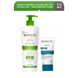 Bioxcin Acnium Akneye Eğilimli Ciltler için Yüz Yıkama Jeli+Nemlendirici Krem - 1