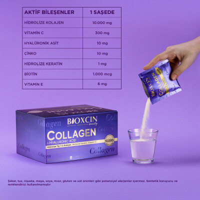 Bioxcin Beauty Collagen & Hyaluronic Acid 30 Saşe x 11 g - 3