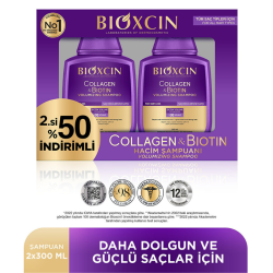 Bioxcin Collagen & Biotin Şampuan 300 ml x 2 adet - 2.si %50 İndirimli - 2