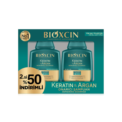 Bioxcin Keratin & Argan Onarıcı Şampuan 300 ml x 2 adet - 2.si %50 İndirimli - 1