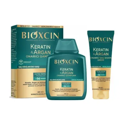 Bioxcin Keratin & Argan Onarıcı Şampuan + Onarıcı Saç Bakım Kremi İkili Set - 2