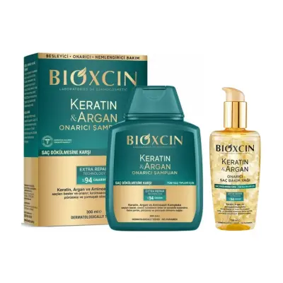 Bioxcin Keratin & Argan Onarıcı Şampuan + Onarıcı Saç Bakım Yağı İkili Set - 2