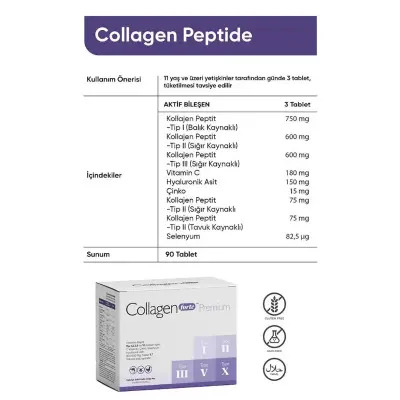 Collagen Forte Premium Hidrolize Peptit Kolajen 1500 mg 90 Tablet - 4