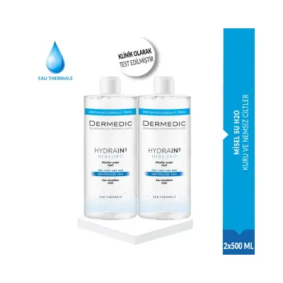 Dermedic Hydrain 3 Hialuro Micellar Water H2O 2x500 ml - 1