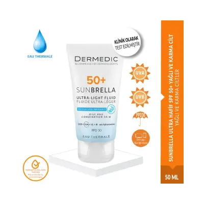 Dermedic Sunbrella Karma Ve Yağlı Ciltler İçin Ultra Hafif SPF50+ Güneş Kremi 40 ml - Dermedic