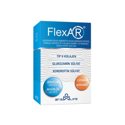 FlexAR Tip 2 Kolajen C Vitamini Manganez Takviye Edici Gıda 30 Tablet - 1