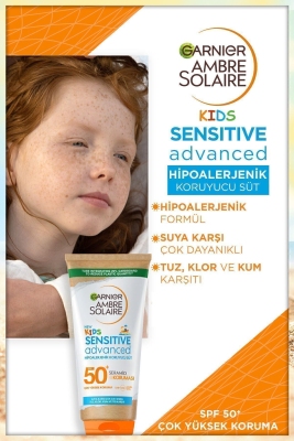 Garnier Ambre Solaire Kids Sensitive Advanced Güneş Koruyucu Süt Spf50+ 175 ml - 3