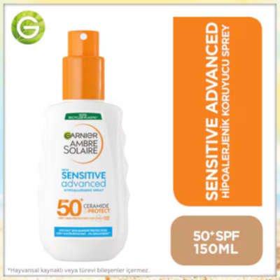 Garnier Ambre Solaire Sensitive Advanced Hipoalerjenik Güneş Koruyucu Sprey SPF50+ 150 ml - 1