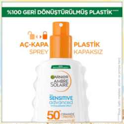 Garnier Ambre Solaire Sensitive Advanced Hipoalerjenik Güneş Koruyucu Sprey SPF50+ 150 ml - 3