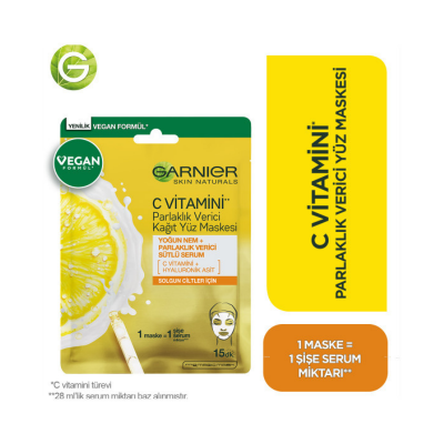 Garnier C Vitamini Parlaklık Verici Kağıt Yüz Maskesi 28 gr - 1