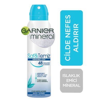 Garnier Mineral Saf&Temiz Arındırıcı Etki Sprey Deodorant 150 ml - 1