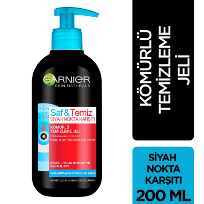 Garnier Saf&Temiz Kömürlü Siyah Nokta Karşıtı Temizleme Jeli 200 ml - 1