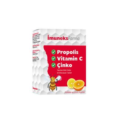 Imuneks Propolis Vitamin C Çinko içeren Takviye Edici Gıda 20 Efervesan Tablet - 1