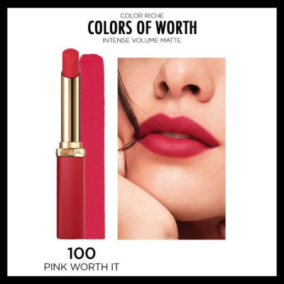 Loreal Paris Color Riche Colors of Worth Intense Volume Matte Ruj - 100 Pink Worth It - 5