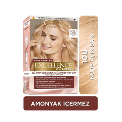 Loreal Paris Excellence Creme Nude Renkler Saç Boyası -10U Nude Açık Sarı - 1