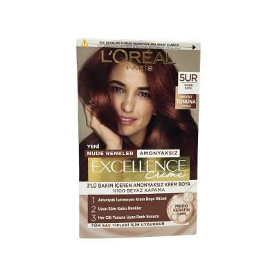Loreal Paris Excellence Creme Nude Renkler Saç Boyası - 5UR Nude Kızıl - 1