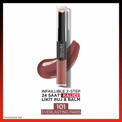 Loreal Paris Infaillible 2-Step 24 Saat Kalıcı Likit Ruj & Balm - 101 Everlasting Paris - 2