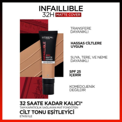 Loreal Paris Infaillible 32H Matte Cover Yüksek Kapatıcı Fondöten - 145 Warm Undertone - 8