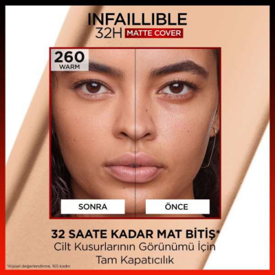 Loreal Paris Infaillible 32H Matte Cover Yüksek Kapatıcı Fondöten -260 Warm Undertone - 3