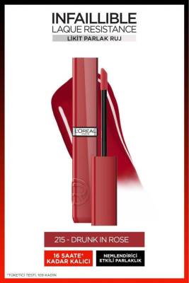 Loreal Paris Infaillible Laque Resistance Likit Parlak Ruj - 215 Drunk in Rose - 2