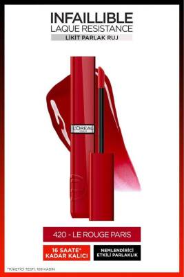 Loreal Paris Infaillible Laque Resistance Likit Parlak Ruj - 420 Rouge Paris - 2