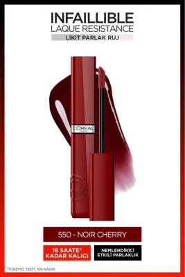 Loreal Paris Infaillible Laque Resistance Likit Parlak Ruj - 550 Noir Cherry - 2