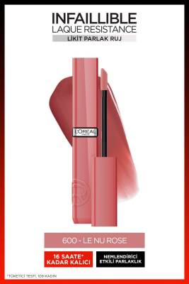 Loreal Paris Infaillible Laque Resistance Likit Parlak Ruj - 600 Le Nu Rose - 2