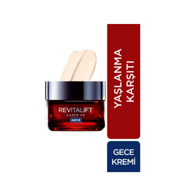 Loreal Paris Revitalift Lazer X3 Yoğun Yaşlanma Karşıtı Gece Bakım Kremi 50 ml - 1