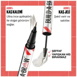 Maybelline New York Bulid A Brow 2 In 1 Brow Pen Kaş Sabitleyici Kalem & Jel - 255 Soft Brown - 7