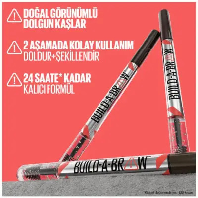 Maybelline New York Bulid A Brow 2 In 1 Brow Pen Kaş Sabitleyici Kalem & Jel - 255 Soft Brown - 8