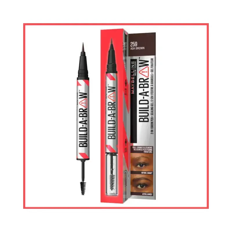 Maybelline New York Bulid A Brow 2 In 1 Brow Pen Kaş Sabitleyici Kalem & Jel - 259 Ash Brown -1